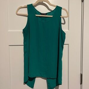 Express Green Sleeveless Split Back Women's Tank Top Blouse